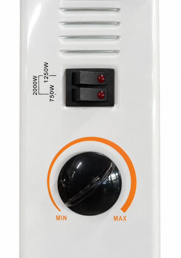 Grzejnik elektryczny VIMAR DL01S WHITE 2000 W – 750/1250/2000 W, termostat